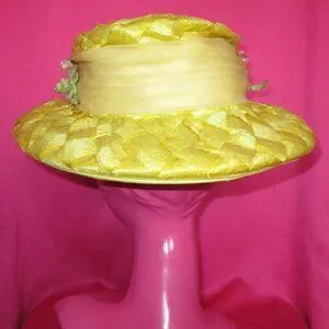 1950s vintage yellow wide brim floral hat rockabilly summer easter Vintage | Accessories | 95s Vintage Yellow Wide Brim Floral  main image 3